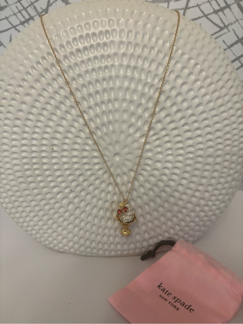 Kate Spade Bing Paved Ice Cream Sundae Pendant Necklace 🍒